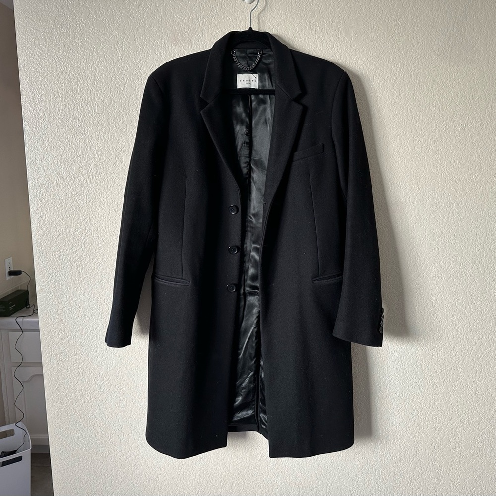 Black Wool Single Breasted Coat